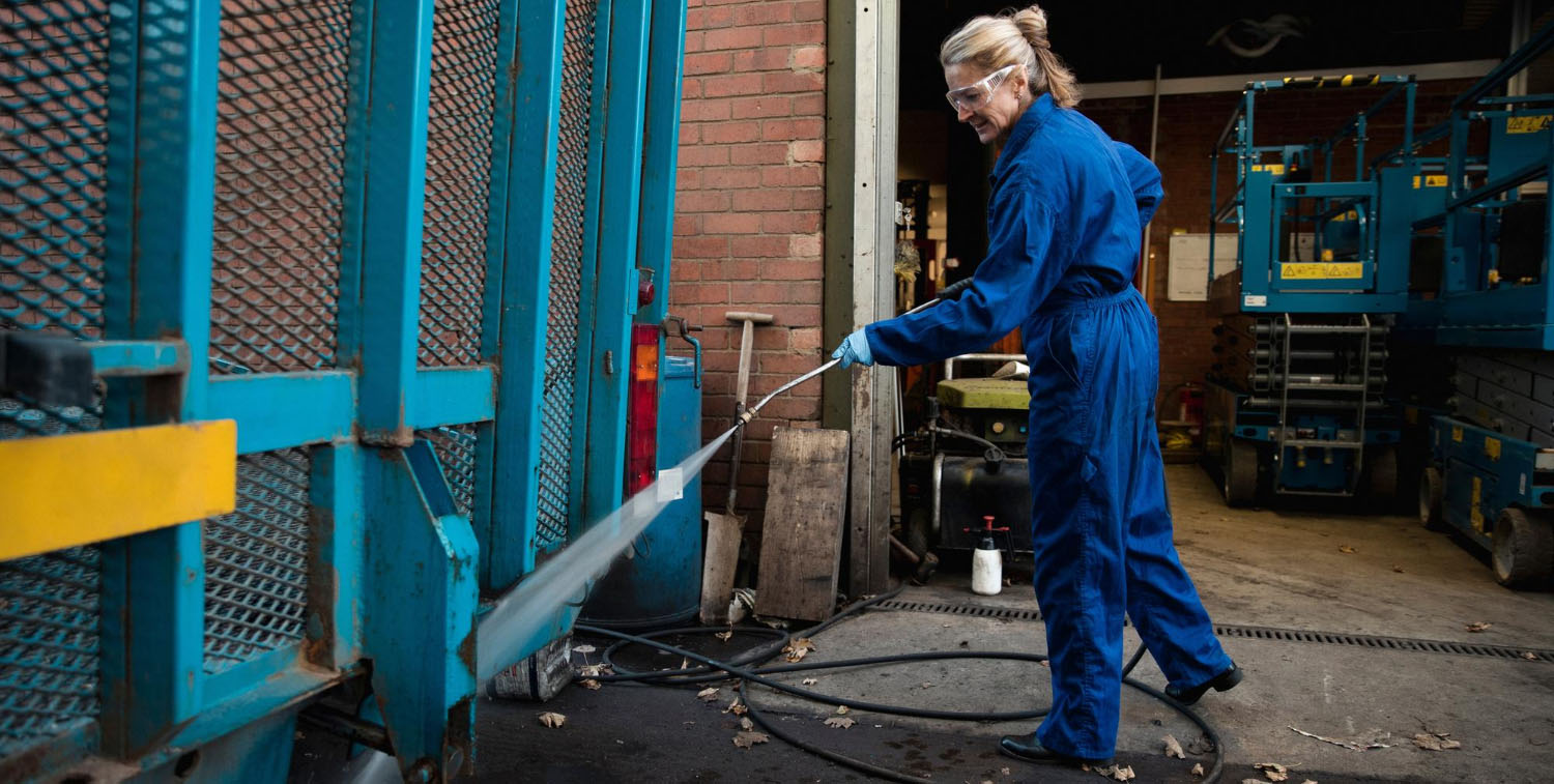 Closeup view high pressure cleaning concept